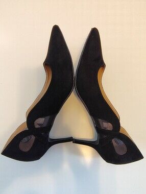 Comfort Est. 1946 Black Faux Suede Pointed Toe Kitten Heel Pumps 11M NWOT